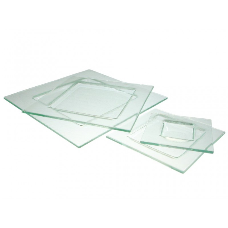 Prover Design - Assiette carrée en verre avec bordure transparente, 13 x 13  cm